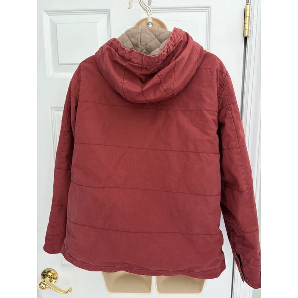 Carhartt M 8/10 Women’s Quilt Lined Canvas Hood Jacket Red Utility Coat - Picture 2 of 11